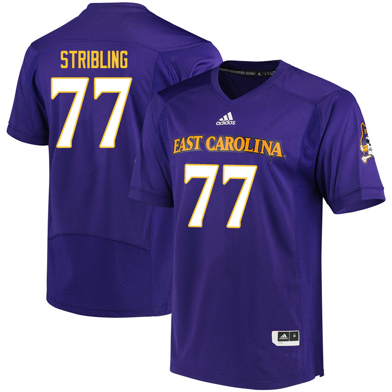 Men #77 Walter Stribling ECU Pirates College Football Jerseys Sale-Purple